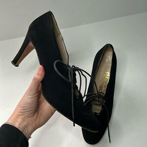 Salvatore Ferragamo Lace Up Suede Heels